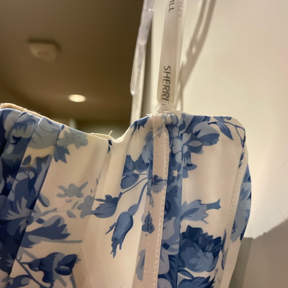 Sherri Hill Strapless Blue Floral Gown - Picture 16 of 16